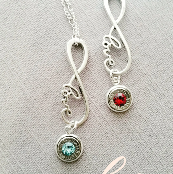 Bullets N' Beads Infinity Love Earrings with Matching Necklace