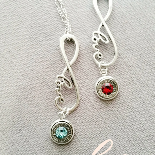 Bullets N' Beads Infinity Love Earrings with Matching Necklace