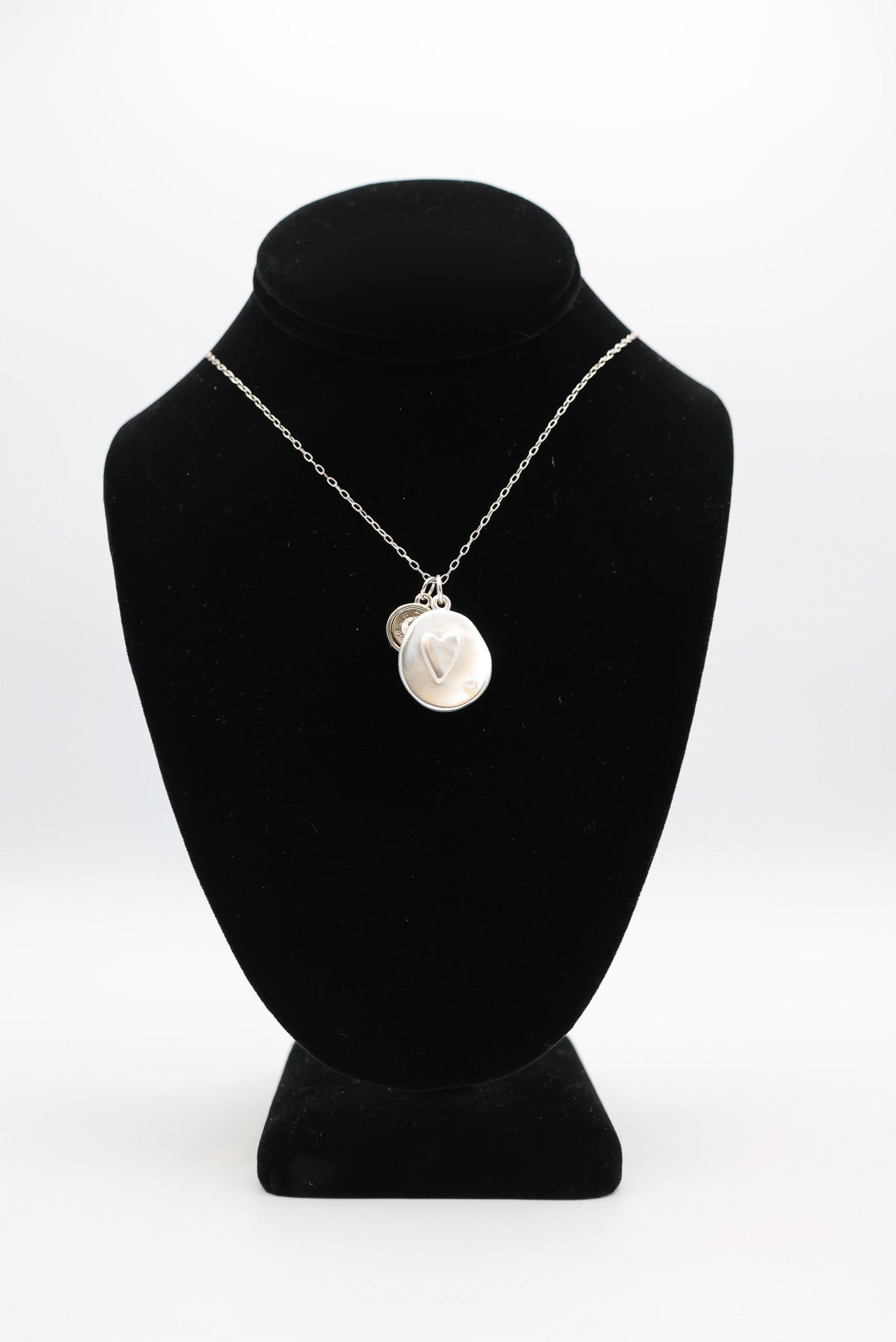Bullets N' Beads Silver Matte Heart Necklace