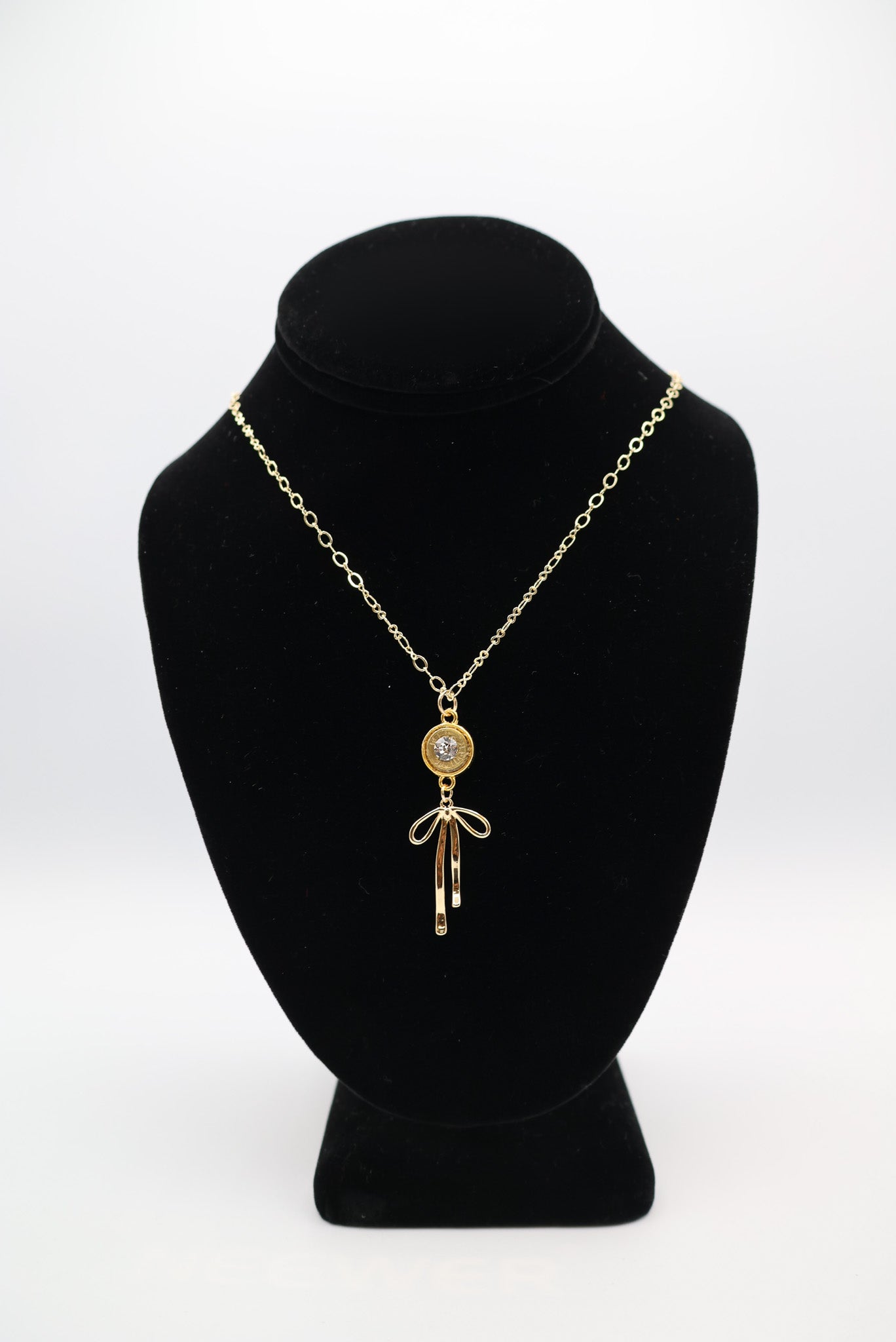 Bullets N' Beads Gold Bow Necklace