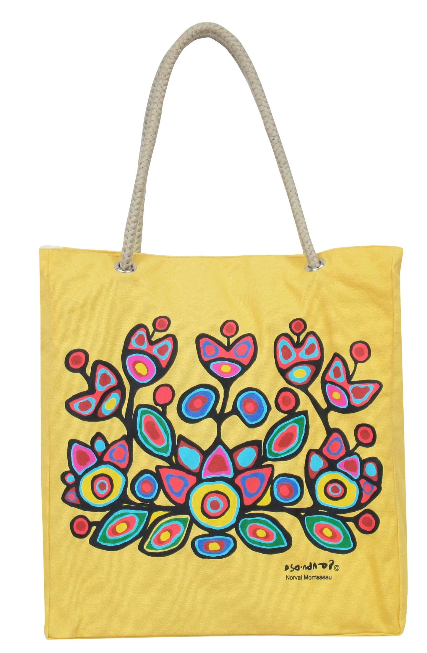 Norval Morrisseau Floral on Yellow Cotton Eco-Bag